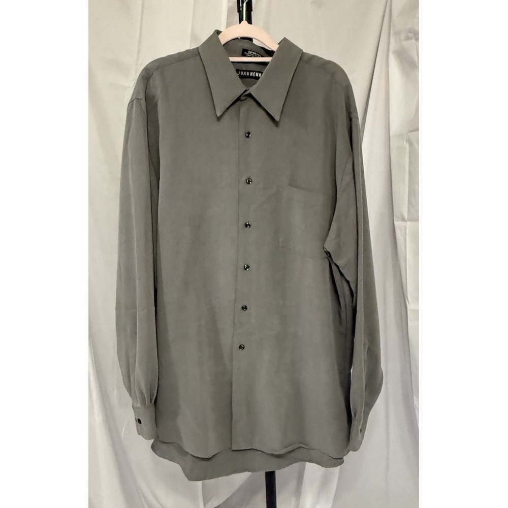 Mens JOHN HENRY Gray XL‎ Ultra Feel Casual Long Sleeve Button Down Shirt